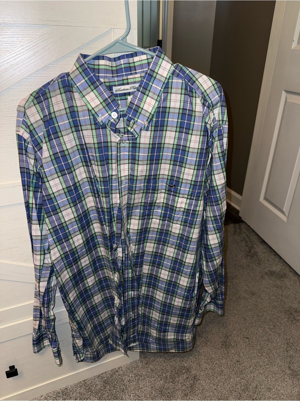 Southern Point Co. Classic Blue & Green Plaid Button-Down Shirt - Men